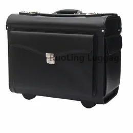Carrylove Leather Rolling Suitcase, Pilot Travel Bag With Spinner ...