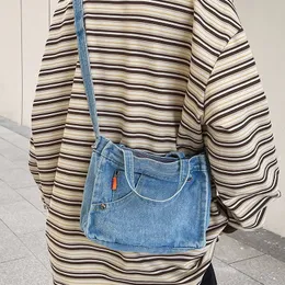 【GRANCY】DenimpantsStyle ShoulderBag Women's Retro Large Canvas Denim Shoulder Bag Denim