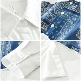 KEPUTAY Men's Paisley Print Cotton Dress Shirt - Long Sleeve, Button Down, Patchwork Design