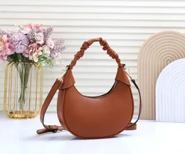 Luxury Designer Loop leather shoulder bag - Brown Croissant Luxury Designer Loop leather shoulder bag - Brown Croissant