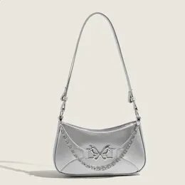 Y2K Retro Silver Butterfly Shoulder Bag: Trendy 2024 PU