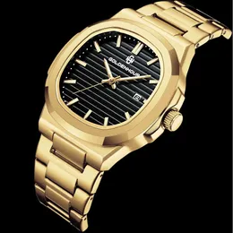 GOLDENHOUR Fashion and Trendy Men's Waterproof Glow Steel Band Watch Minimalist