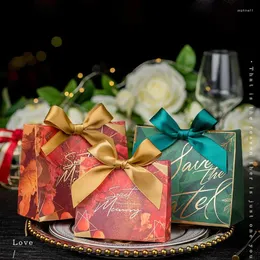 Opakowanie na prezenty 10pcs Wedding Favors Pudełka ze wstążką Baby Shower Walentynki Dzień urodzin impreza Opakowanie Work Odzwierciedla