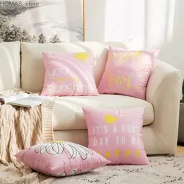 Pillow Case Daisy Sie sind meine Sonne Happy Bird Pink Hülle 40*40 Wohnzimmersofa Dekoration Kissenabdeckung 60*60 Home Dekoration 50*50 Y240407