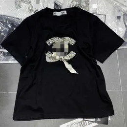 여성 Tshirt 디자이너 Spring Heavy Industry Loose New 2024 브랜드 수 놓은 핫 드릴 편지 캐주얼 올 무작