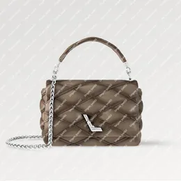 Explosion hot Women's GO-14 MM M23045 Taupe quilted lambskin Twist lock with mirror handbag sliding chain leather handle Spring-Summer Silver-color hardware fashion