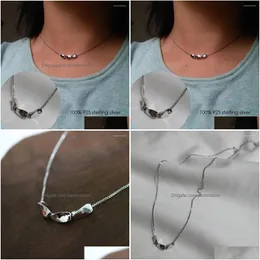 Pendant Necklaces Fashion Geometric Beans S925 Sterling Sier Necklace For Women Simple Clavicle Chain Valentines Day Drop Delivery Jew Dhql2