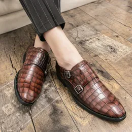 Casual Shoes Zapatos de Hombre italienska handgjorda krokodilmönster Men slip-on loafers män mode brun designer läder 38-48