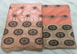 Peach lace fabric bazin riche getzner african fabric bazin brode getzner brocade jacquard fabric dubai fabric7yardset L16019534719