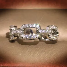 925 neue Silber Farbe Kette Ring mit Bling Zirkon Stein Ringe für Frauen Hochzeit Verlobung Mode Schmuck geschenk