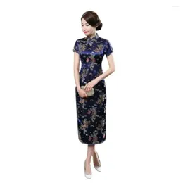 Ethnic Clothing Traditional Chinese Women Long Cheongsam Bridesmaid Short Sleeve Evening Dress Elegant Qipao Drop Delivery Apparel Dh53R