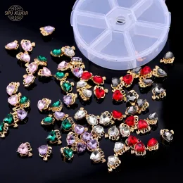 Charms 72 Stück niedliche mehrfarbige Kristall-Herzform-Dämonen-Charms für Schmuckherstellung DIY Halskette Ohrring Armband Zubehör mit Box