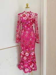 الفساتين غير الرسمية الجاريج مدرج 2024 ربيع/الصيف شبكة ثلاثية الأبعاد منظور التطريز المسائي
