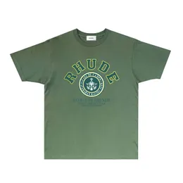 RHUDE Marken-T-Shirt Damen- und Herren-Designer-T-Shirt trendige Mode RH071 Kurzarm-T-Shirt mit Kokosnuss-Siegeldruck, Größe S-XXL