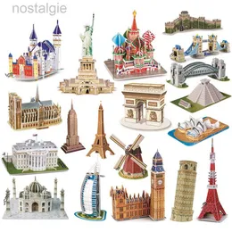 블록 40 스타일 세계 유명한 건축물 건물 3D 퍼즐 모델 구성 3D 직소 퍼즐 장난감 크리스마스 선물 240401