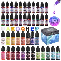 Components 1 Set Resin Pigment Kit Art Ink Alcohol Liquid Colorant Dye Ink Diffusion Diy Epoxy Resin Mold Coloring Set Jewelry Making