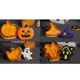 2024 4pcs/set Halloween Cookie Cutter B Iscuit Cookie Cutters B Iscuit Mold Cookie Cutters Decorating Tool Patisserie