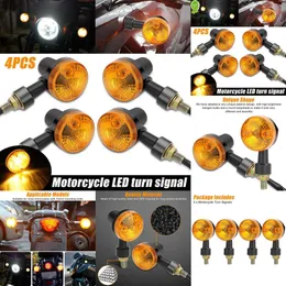 2024 4st Motorcykel LED Turn Signals Fog Lamp Mini Signal Lights Brake Lamp Indicator Waterproof Modified Parts