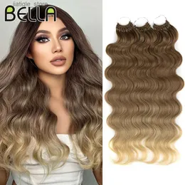 Perucas sintéticas Cabelo de crochê de onda corporal Bella 22 polegadas 22 polegadas de cabelo sintético de 22 polegadas de cabelo sintético OMBRE NATIVA OMBRE BONDRO BONDRO CAIL DE OUNDA LONA S Y240401