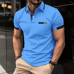 Polos masculinos verão vendendo polo pescoço camisa cor sólida botão de manga curta camiseta de alta qualidade resistente a rugas skinc