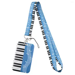 キーチェーン5pcsピアノノートキー用クレジットバンクカードカバーバッジホルダー電話チャームキーキーチェーンアクセサリーのための音楽ストラップ