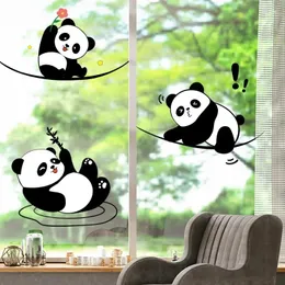 Adesivi per finestre Adesivo in vetro Elettrostatico Fun Panda Cartoon simpatico carta decorativa PVC parete piatta