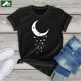 Engraçado lua estrela gráfico camisetas para mulheres unisex manga curta camisetas kawaii roupas harajuku meninas topos mulher de grandes dimensões tshirts 240401