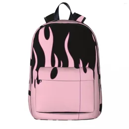 Backpack Pink Flame Waterproof Student School Bag Laptop Rucksack Travel Large Capacity Bookbag