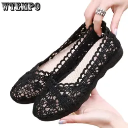 المتسكعون Wtempo Women Shoes Hollow Treasable Nasual Size 41 Sport Sandals SoCofy Flat Flats Sandalis Zapatos Mujer Dropshiping