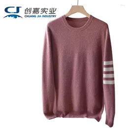 Herrtröjor Autumn Winter Cashmere Sweater Crew Neck Långärmning Pullover Top Pink Wool T-shirt Fashion Street Wear Wear