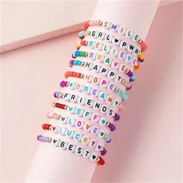 Letra Bohemiana Bracelet Adolescentes crianças crianças coloridas cartas de energia positiva coragem palavras de colorido de colorido de colorido jóias diy jóias