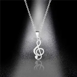 Pendant Necklaces Rinhoo Hollow Musical Note Pendant Necklace Stainless Steel Women Men Cool Punk Hip Hop Necklaces Party Jewelry Gift 240330