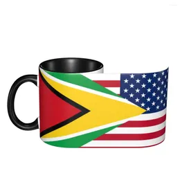 Mugs Guyanese American Flag Classic Casual Graphic Cups Print R277 Funny Joke Coffee