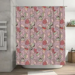 Duschgardiner cupcakes design gardin 72x72in med krokar diy mönster badrumsdekor