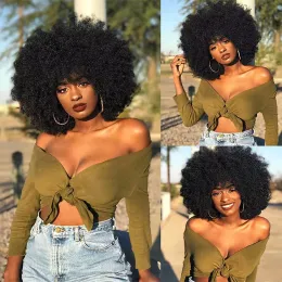 Perucas afro peruca para preto feminino sintético preto curto afro peruca macia natural olhando perucas para festa diária cosplay traje annivia