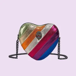 Luxury tote bag designer high quality kurt geiger rainbow color solid heart bum bag metal eagle excellent leather soft single chain crossbody bag fashion xb155 C4