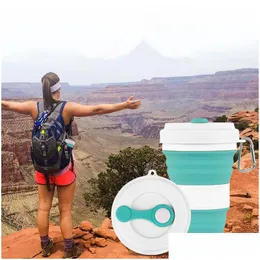 Vattenflaska vikning Sile Cup 550 ml Comapible Coffee Milk Tea Foldbar Travel Outdoor Portable Drop Delivery Sports Outdoors Cam H DH4ZH