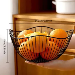 2024 Metal Fruit Basket Morden Wire Snack Bröd Vegetabiliska förvaringsskålar Köksägg Desserthållare Nordic Organizer Cake Stand for Metal