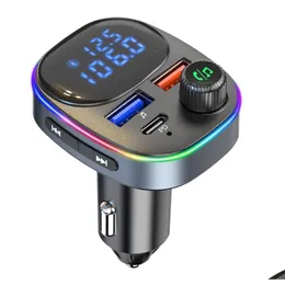 Bluetooth Araba Kiti FM Verici 5.0 Eller MP3 Çalar PD Tip C QC3.0 USB Hızlı Şarj COLLF Işık Aksesuarları T65 BC82 BAŞI TESLİMİ OTAJ4