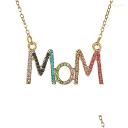 Anhänger Halsketten Exquisite Kristall Brief Mom Halskette für Frauen Muttertag Schmuck Accessoires Mode Drop Lieferung Anhänger DHFLB