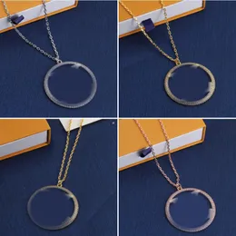 Pendant Necklace Luxury Brand Designer Crystal Big Circle Letters Charm Necklace For Woman 18K Gold Silver Plated rostfritt stålkedja Choker Fashion Smycken