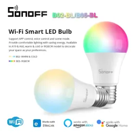 Control SONOFF B05/BA60 WiFi LED Bulb Dimmer Smart Light Bulbs 220V240V Remote Control Light Bulb Works With Alexa Google Home Alice