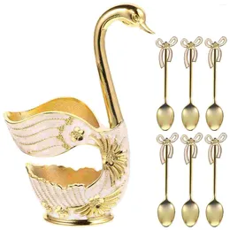 Skedar Espresso Swan Fork and Combination Kitchen Tesked Dessert Eating Scoop Wall Hanging Coffee Rörande smaksättning