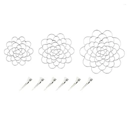 Decorative Flowers 3Pack 4/5/6Inch Iron Art Stainless Steel Flower Arranging Rack Floral Arrangement Tool Vase Stem Stand With Fixing Clips