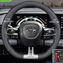 Capas de volante costuradas à mão antiderrapante capa de carro de couro genuíno para Trumpchi GAC Empow 2024 Interior