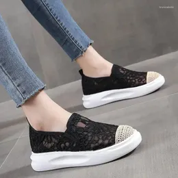 Casual Shoes Women Footwear Slip On Ladies Mesh Breattable Flat Loafers Trends 2024 Walking 39 Vulkanized For Urban Offer Shoe Sale