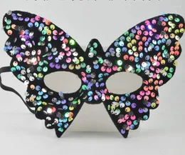 Party Decoration 10pcs Masquerade Ball Mask Farterfly Sequins Shiny Handicrafts Eyemasks Halloween Kids Women