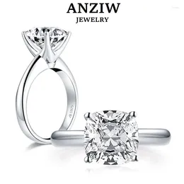 Anelli a grappolo Anziw Anello in argento sterling 925 con taglio a cuscino da 3,0 ct Anello di fidanzamento solitario con diamante simulato Gioielli da sposa per le donne