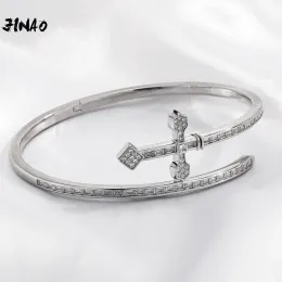 Armbanden jinao högkvalitativ is cravejado aaa+ kubisk zirkonskorsdesign aldrig bleknar armband män och kvinnor smycken gratis fraktartiklar