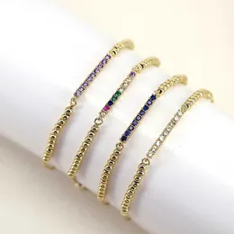 Catena da 10 pezzi braccialetto da donna a catena sottile con barra CZ adatto per braccialetto da donna elegante con catena di perline in oro nuovi gioielli Q240401